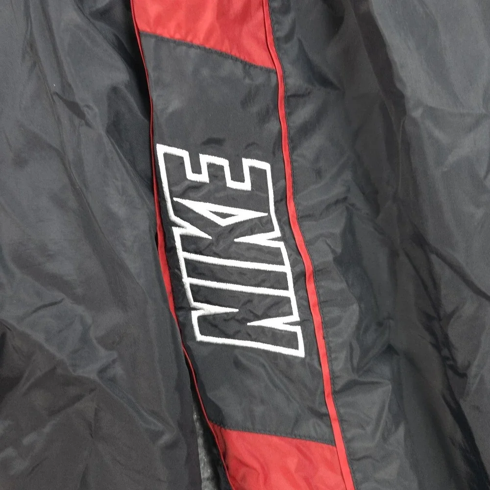 Vintage‎ Nike Jacket Mens XL Black Red Hooded Full Zip Windbreaker Lined Y2K